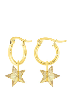 Créoles - Cristaux & acier inoxydable doré