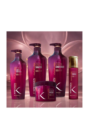 Routine réparatrice - Shampoing, après-shampoing, masque, crème de soin, & sérum - Kératine - Cheveux secs & abîmés