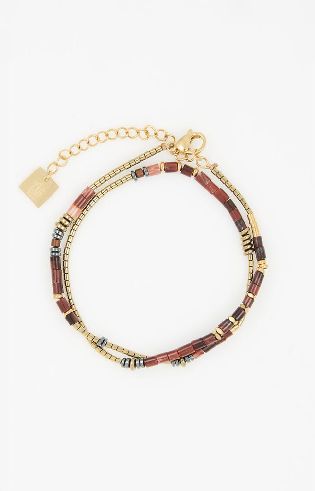 Bracelet multi-tours - Œil de tigre - Ocre & Doré