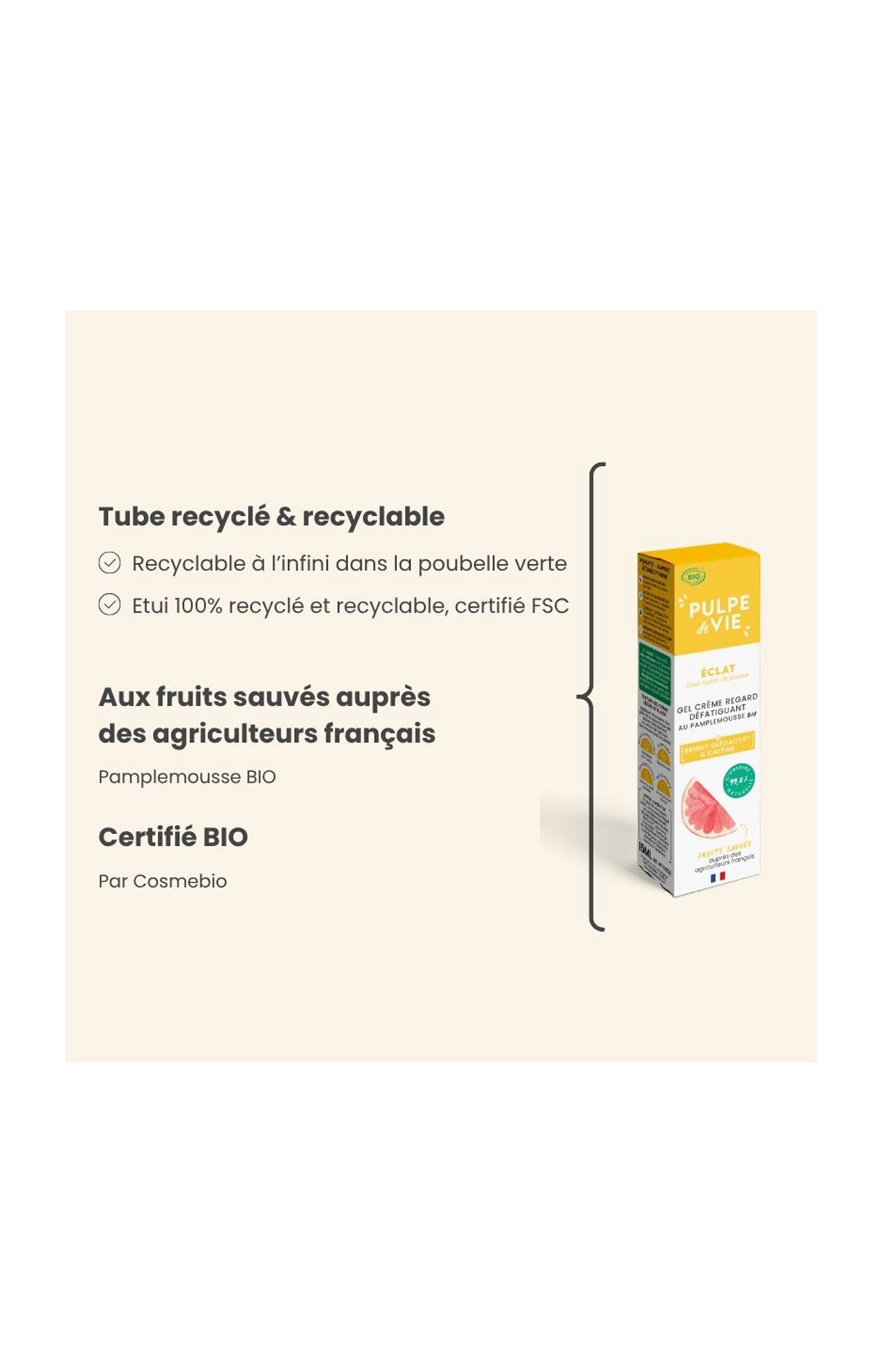 Gel-crème défatiguant - Pamplemousse - Yeux - 15 ml