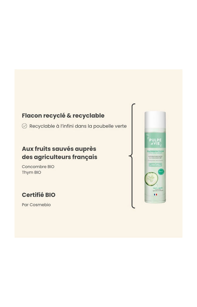 Lotion purifiante bio - Concombre - Peaux mixtes à grasses - 150 ml