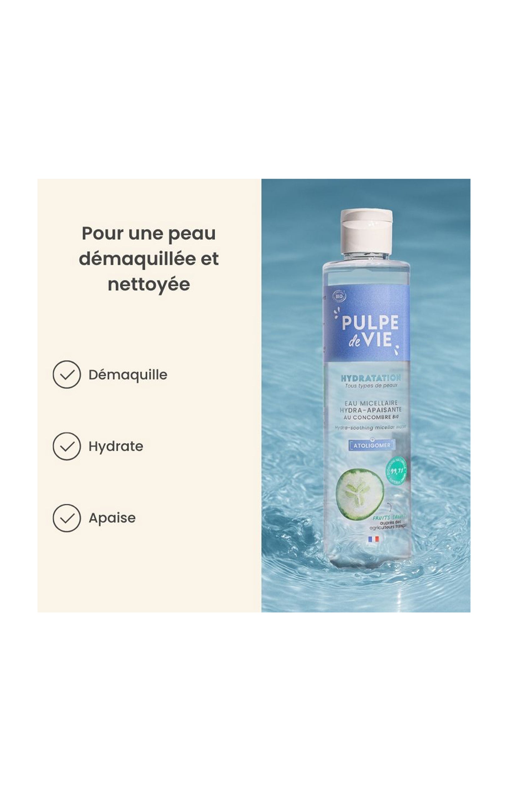 Eau micellaire bio - Hydra-apaisante - Peaux sensibles - 250 ml