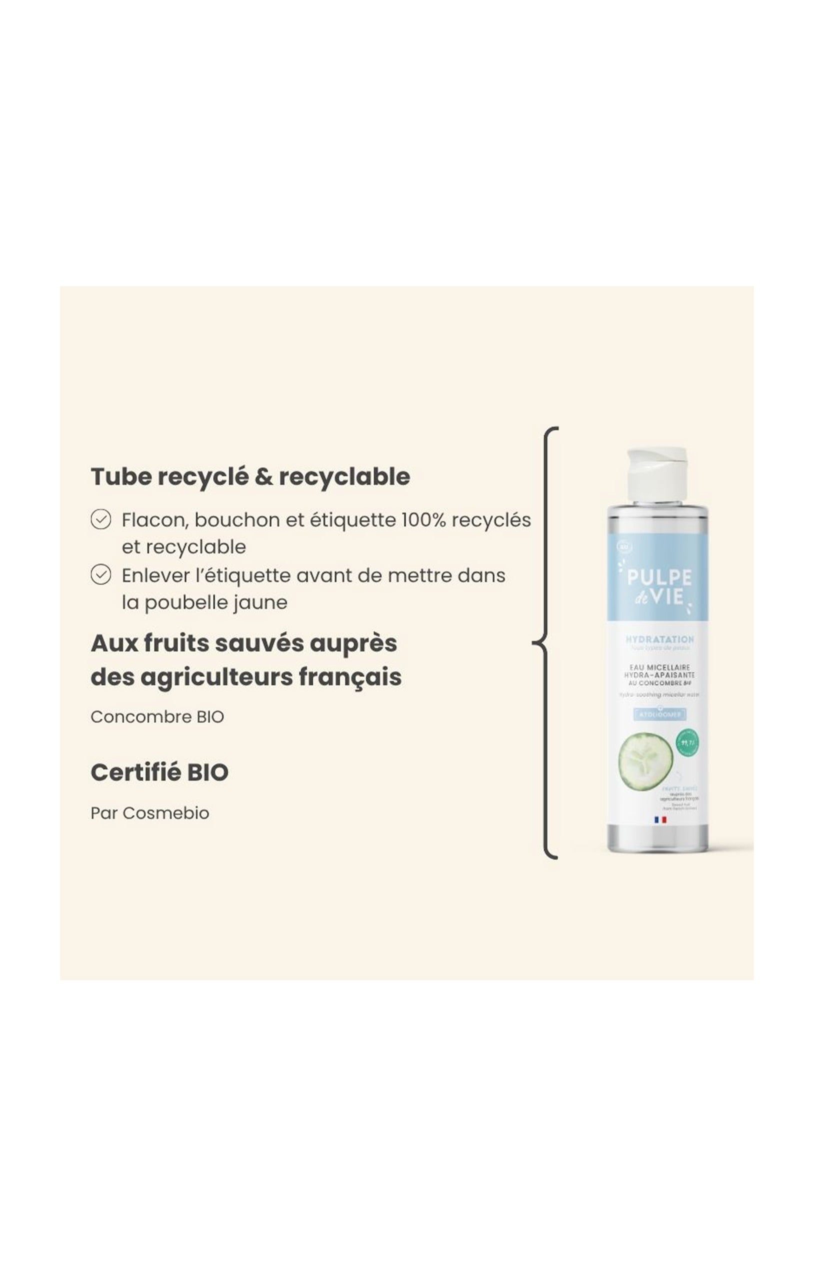 Eau micellaire bio - Hydra-apaisante - Peaux sensibles - 250 ml