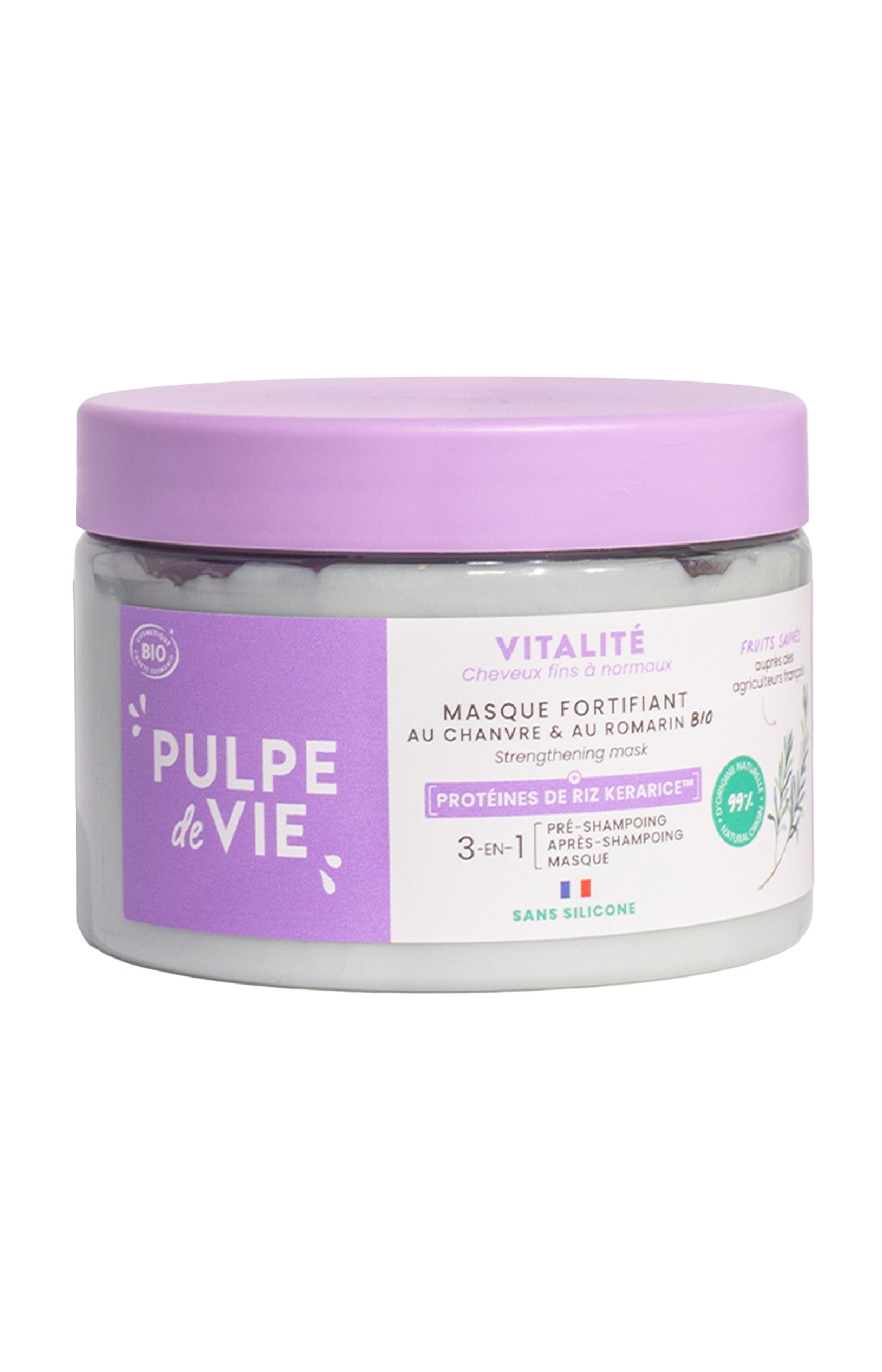Masque capillaire bio 3-en-1 - Fortifiant & démêlant - 300 ml