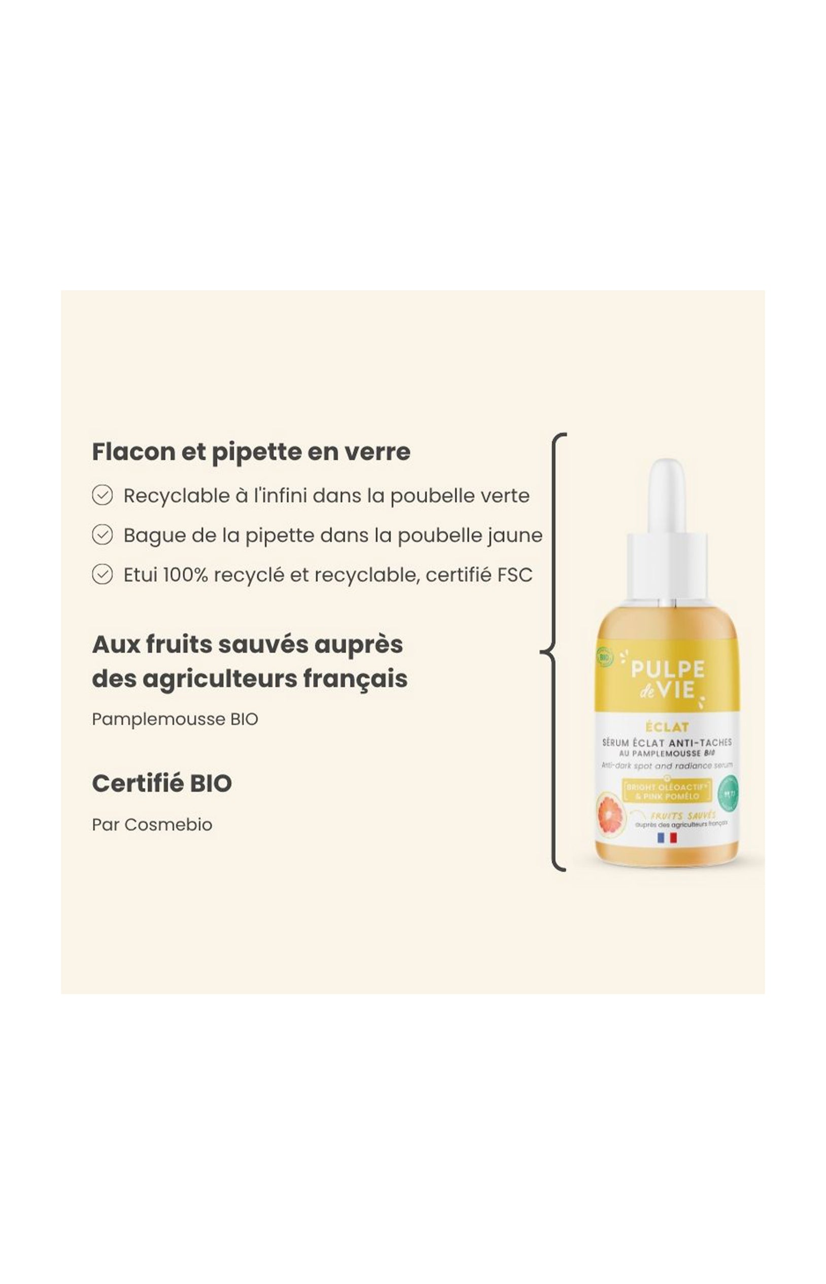 Sérum éclat bio - Anti-tâches - Pamplemousse - Visage - 30 ml