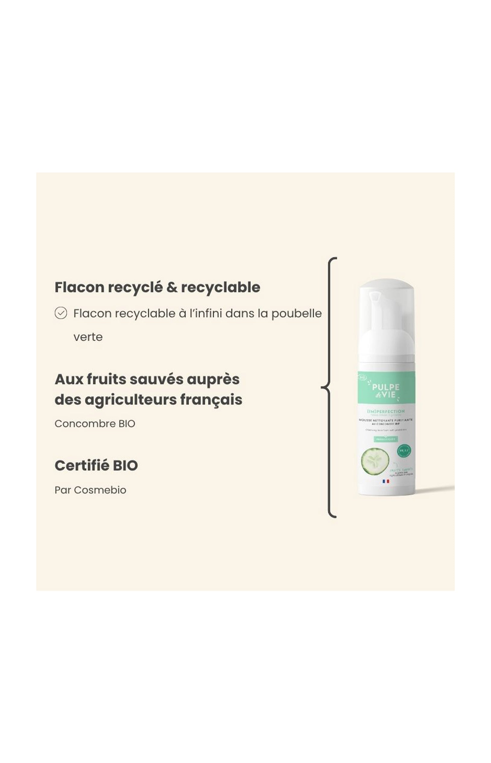 Mousse nettoyante bio - Visage - 125 ml