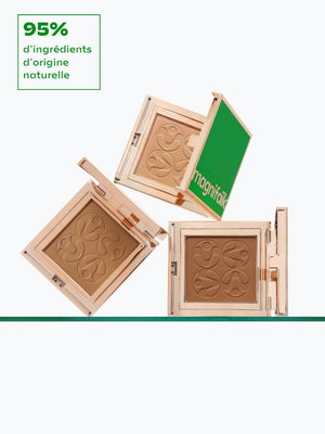Fards à paupières naturels 95% d'ingrédients d'origine naturelle, packaging doré et vert