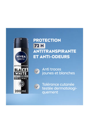 Déodorant spray 72h - Black & White - Homme - 200 ml