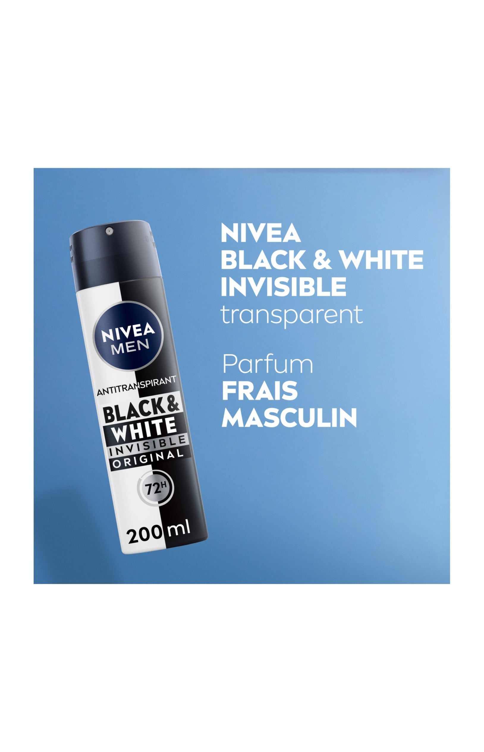 Déodorant spray 72h - Black & White - Homme - 200 ml