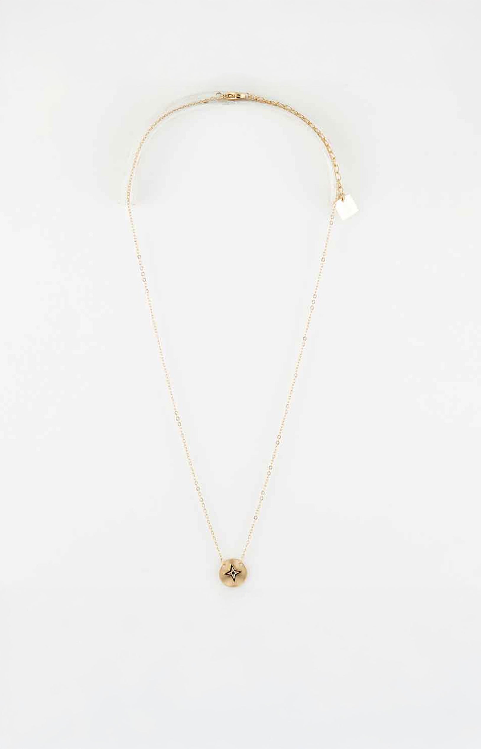 Collier pendentif médaillon - Acier inoxydable - Doré