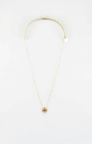 Collier pendentif médaillon - Acier inoxydable - Doré
