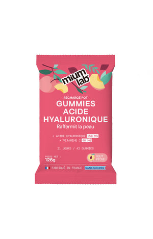 Recharge - Gummies Acide Hyaluronique - Synthèse du collagène - Pêche - 1 mois