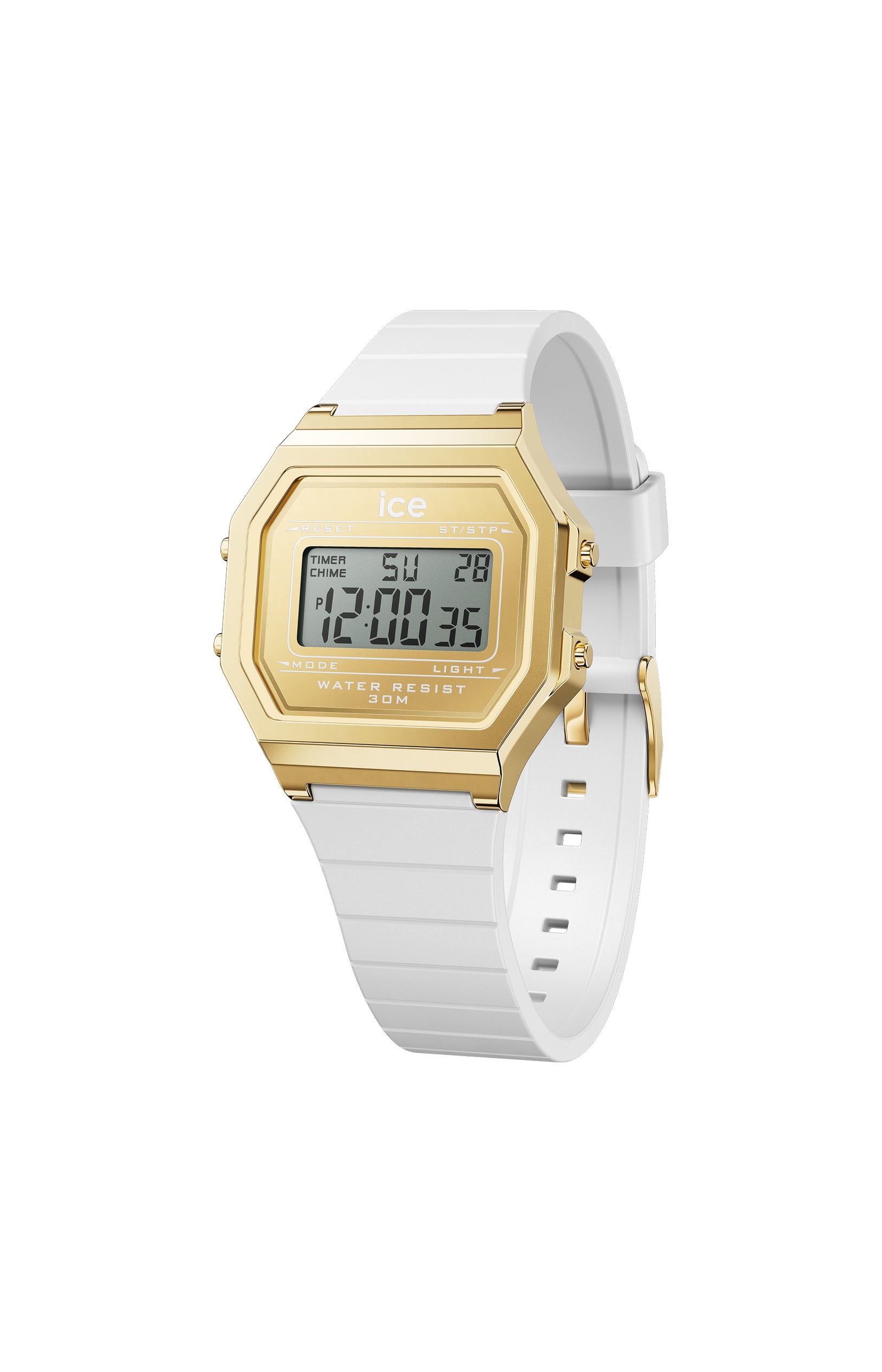 Montre digitale - ICE digit retro - Small White gold