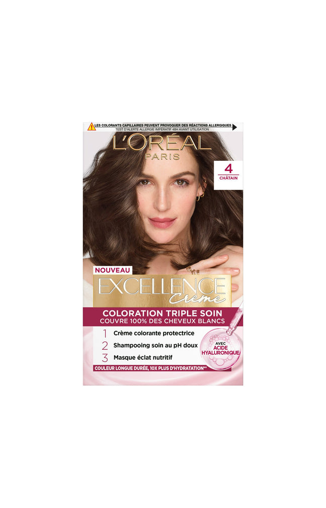 Lot de colorations excellence crème - 4 châtain - 2 produits