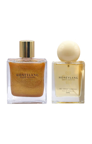 Huile hydratante pailletée & My Sweet Vanilla Eau de parfum - 2 x 50 ml