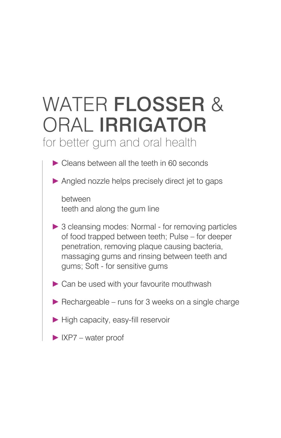 Fil & irrigateur dentaire sans fil