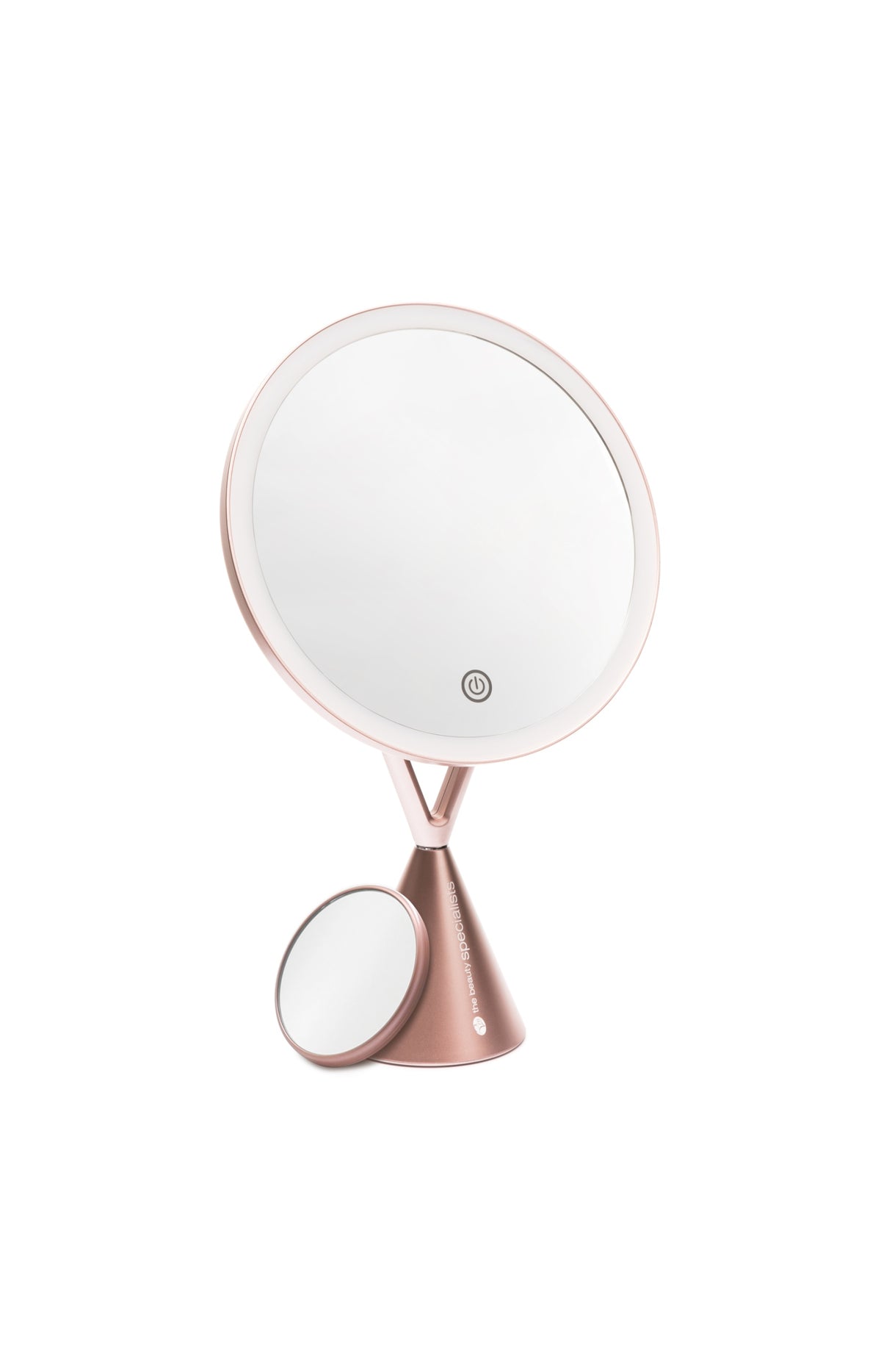 Miroir maquillage LED - Grossissement 5x - Rose gold