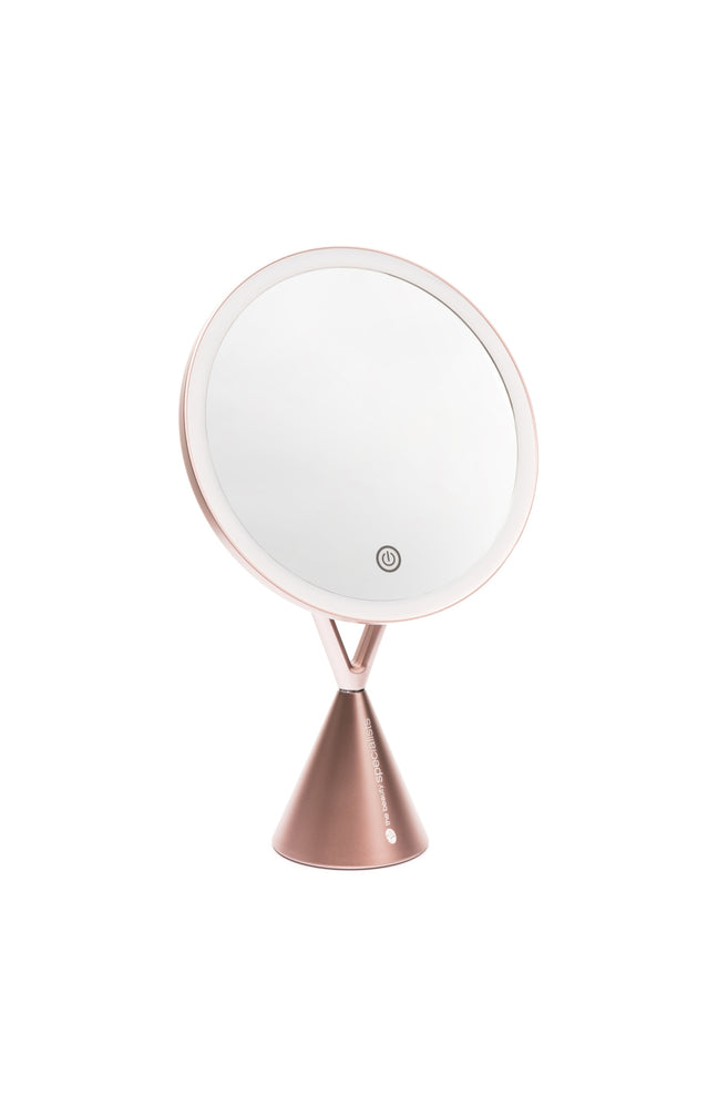 Miroir maquillage LED - Grossissement 5x - Rose gold