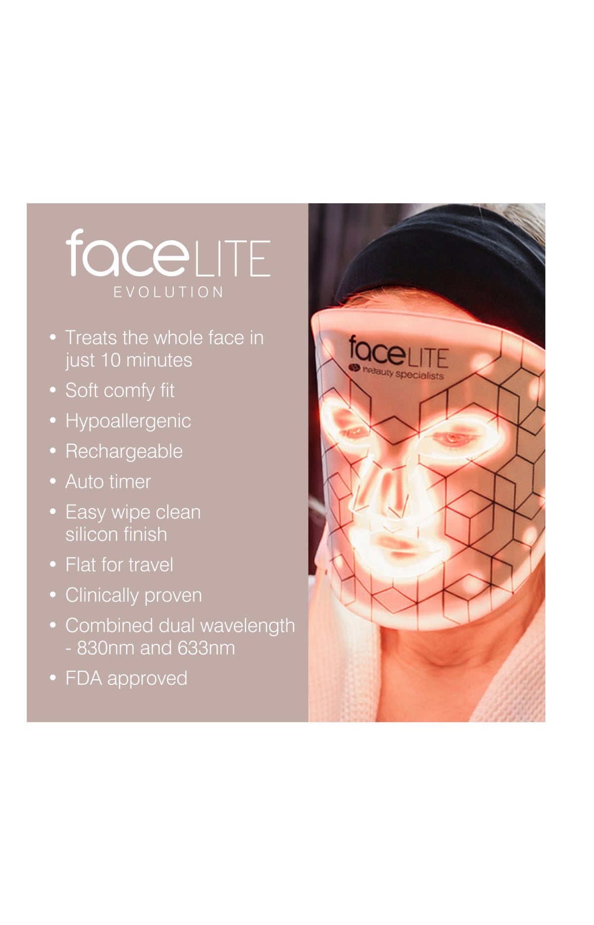 Masque LED anti-âge - Lumière rouge et infrarouge - Visage