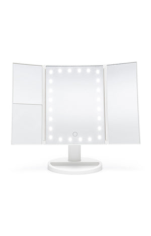 Miroir maquillage pliable LED - Blanc
