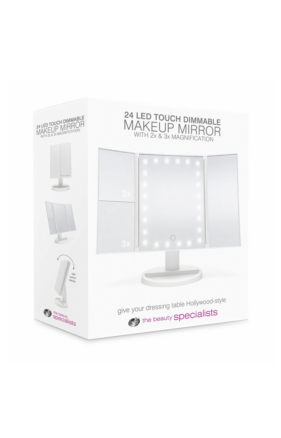 Miroir maquillage pliable LED - Blanc
