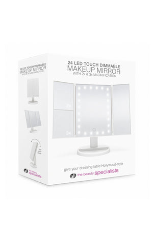 Miroir maquillage pliable LED - Blanc