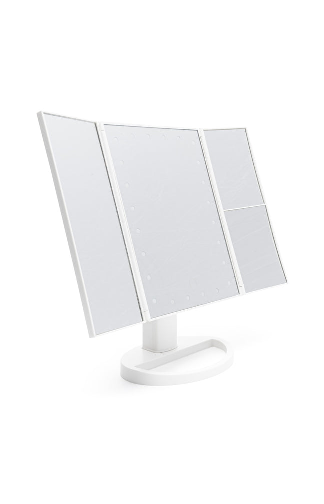 Miroir maquillage pliable LED - Blanc