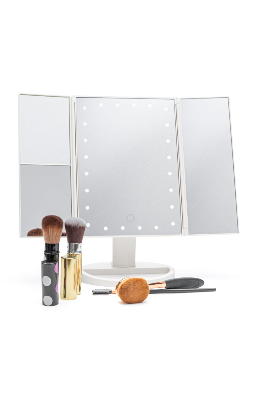 Miroir maquillage pliable LED - Blanc