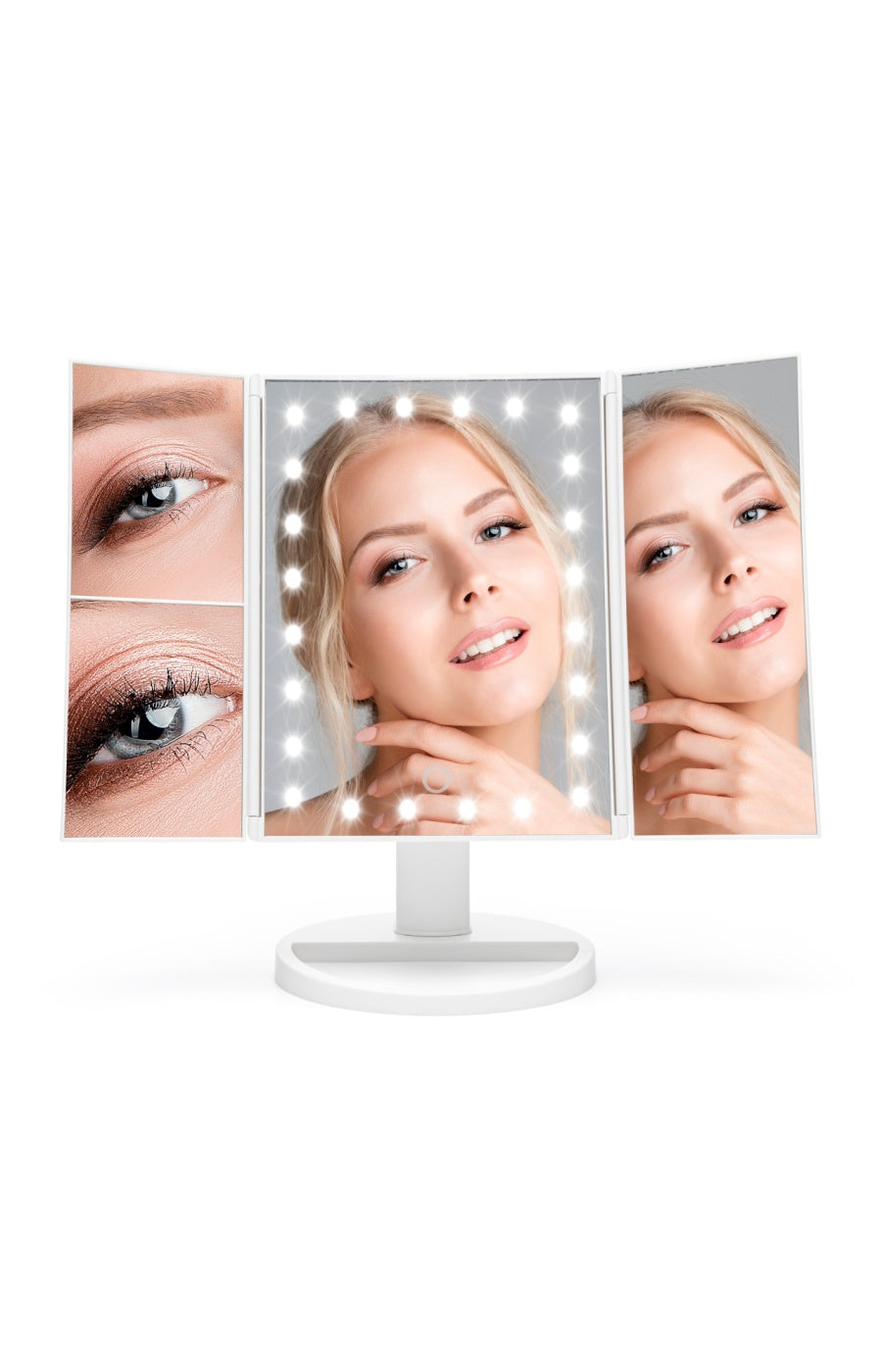 Miroir maquillage pliable LED - Blanc