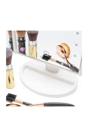Miroir maquillage pliable LED - Blanc