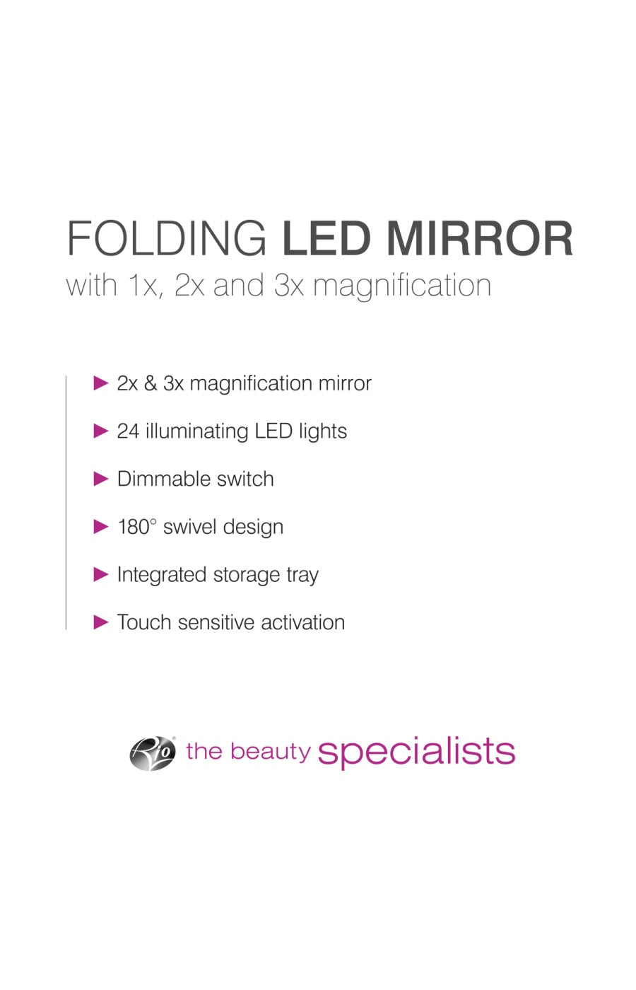 Miroir maquillage pliable LED - Blanc