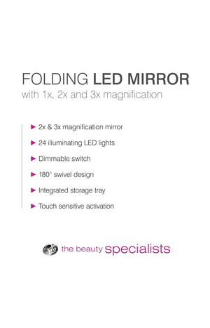 Miroir maquillage pliable LED - Blanc