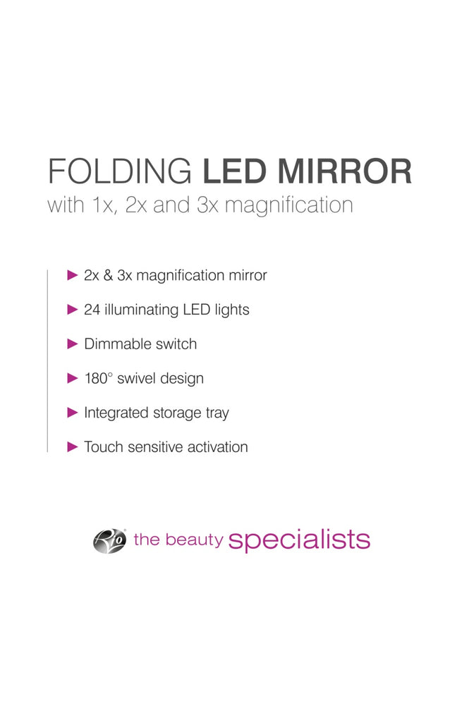 Miroir maquillage pliable LED - Blanc