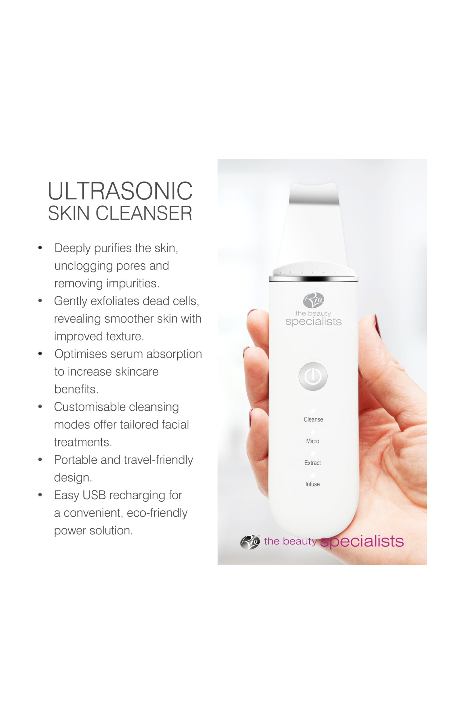 Spatule ultrasonique nettoyante - Exfoliation & soin - Visage