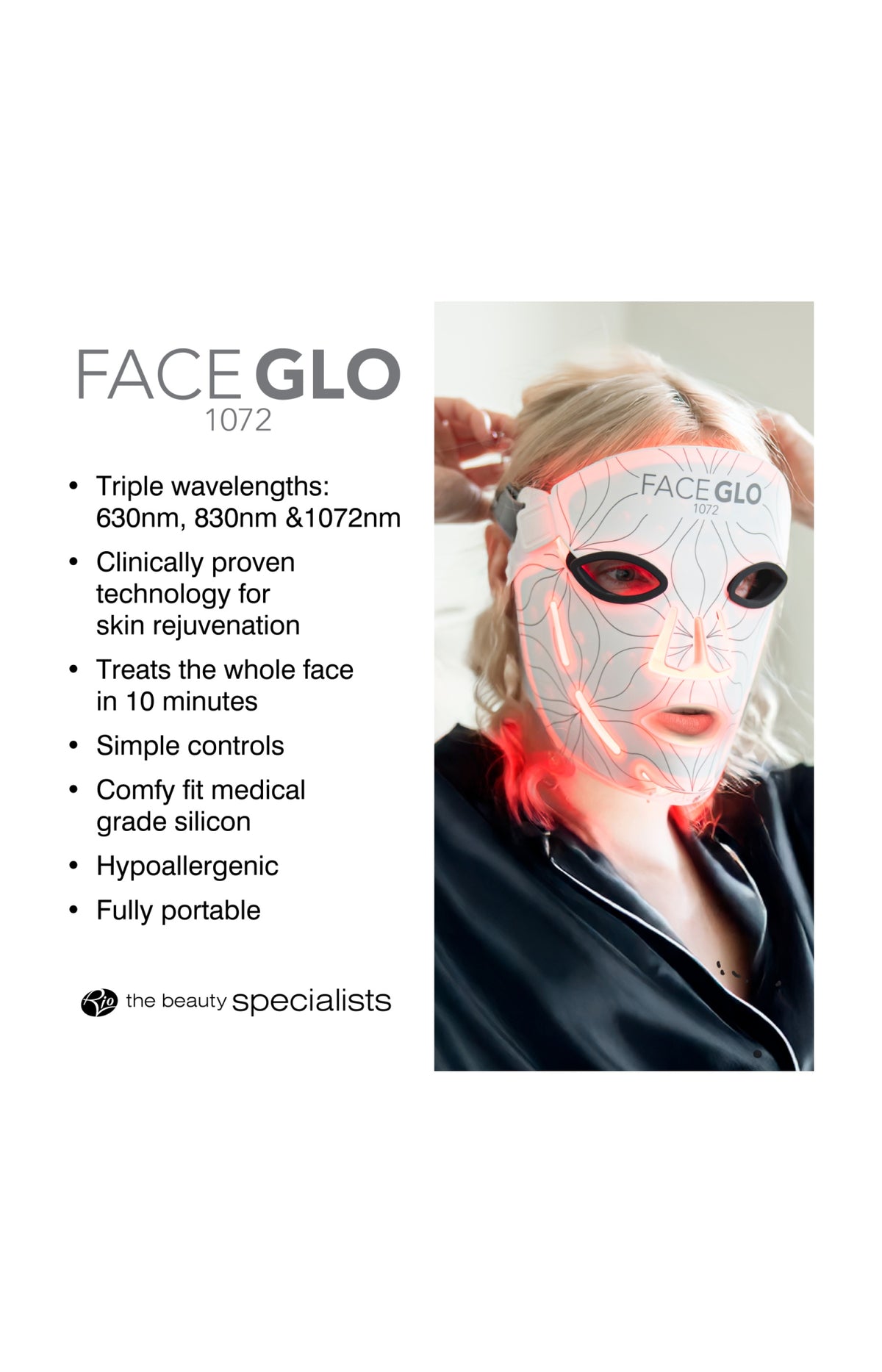 Masque LED anti-âge - Triple longueur d’onde - Visage