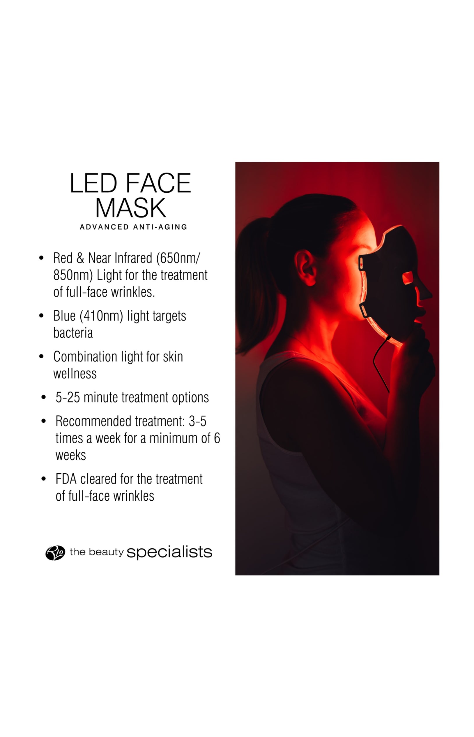 Masque LED multicolore - Lumière rouge, bleue et infrarouge - Visage
