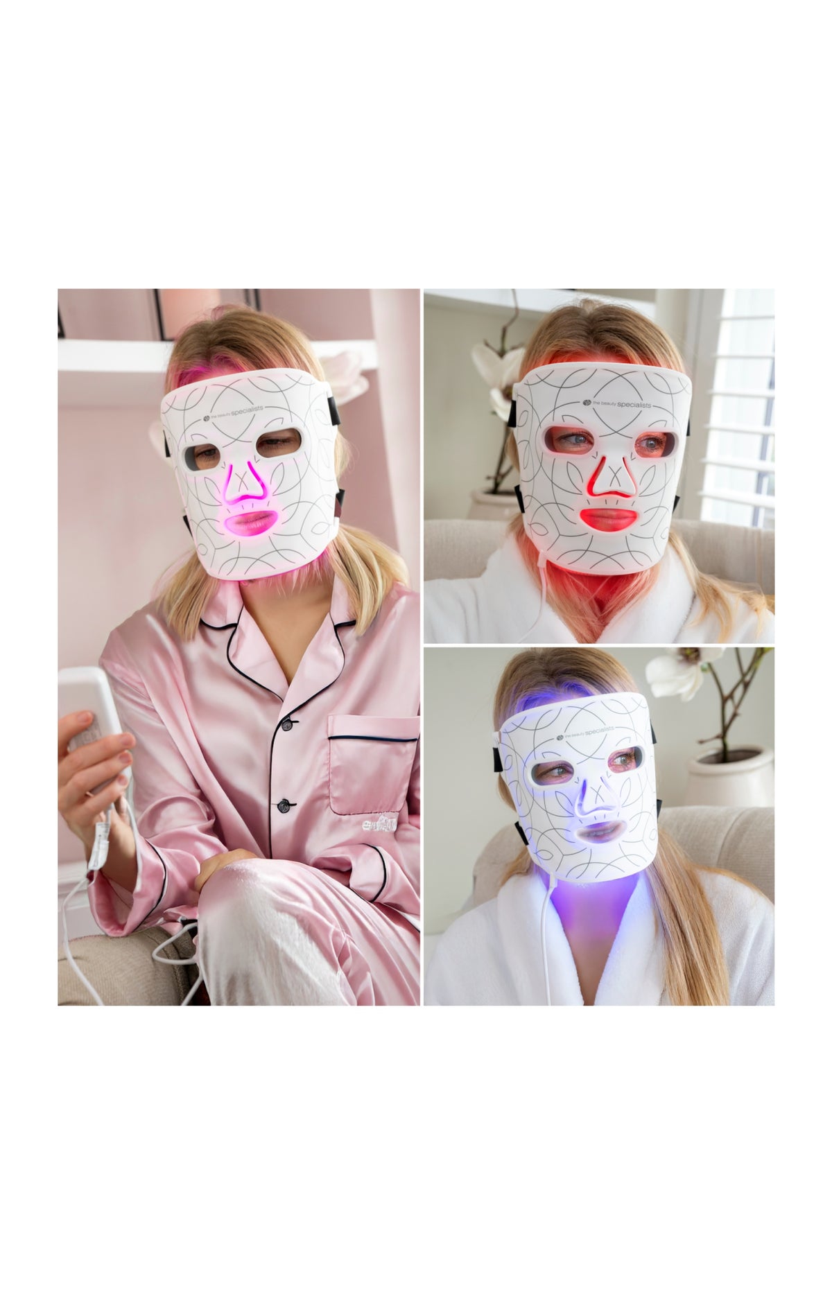 Masque LED multicolore - Lumière rouge, bleue et infrarouge - Visage