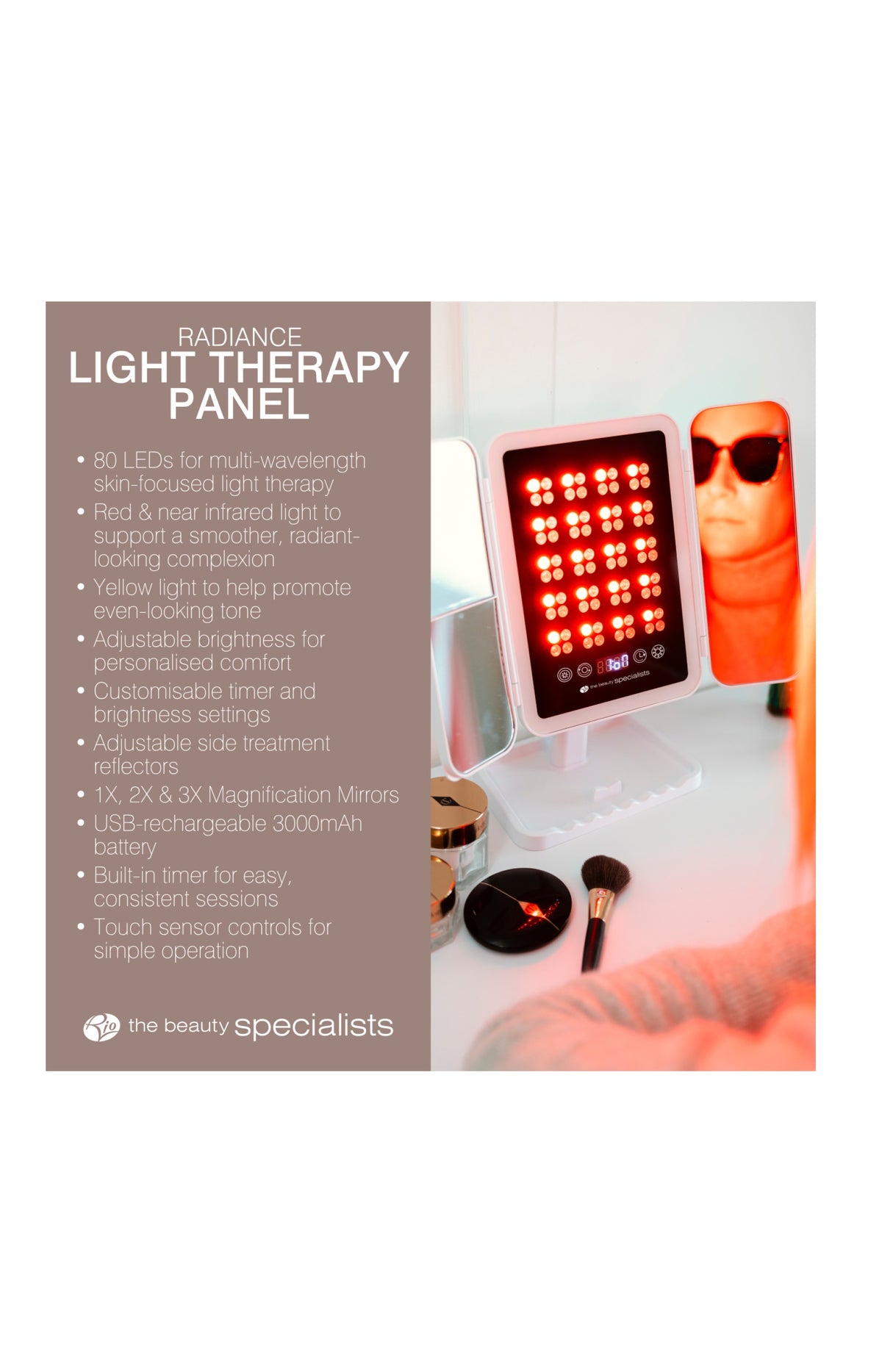Miroir de beauté LED - Luminothérapie - Visage
