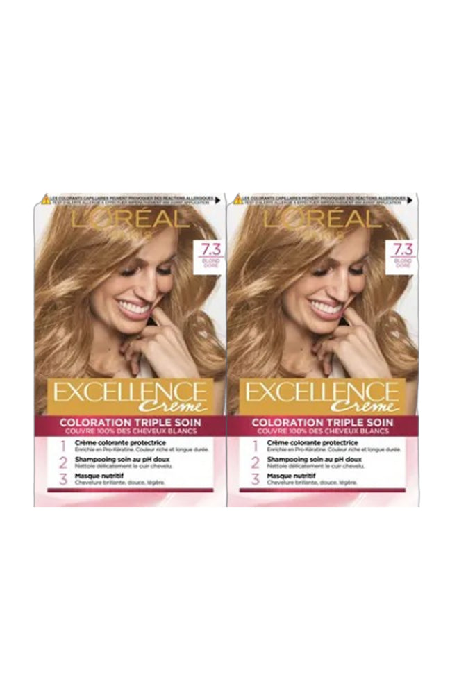 2 colorations permanentes - Excellence crème - 07/3 Blond doré
