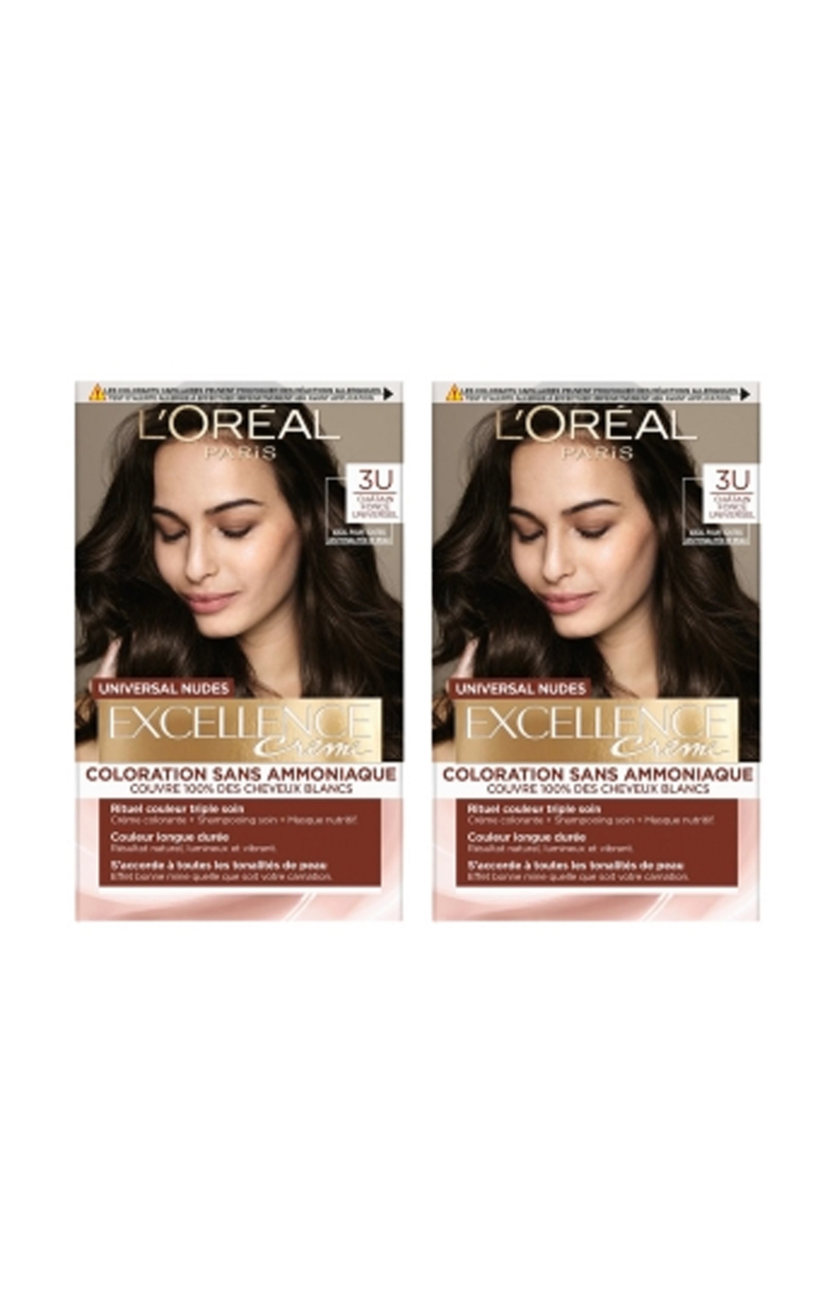 2 colorations permanentes - Excellence crème - 3U Châtain foncé universel