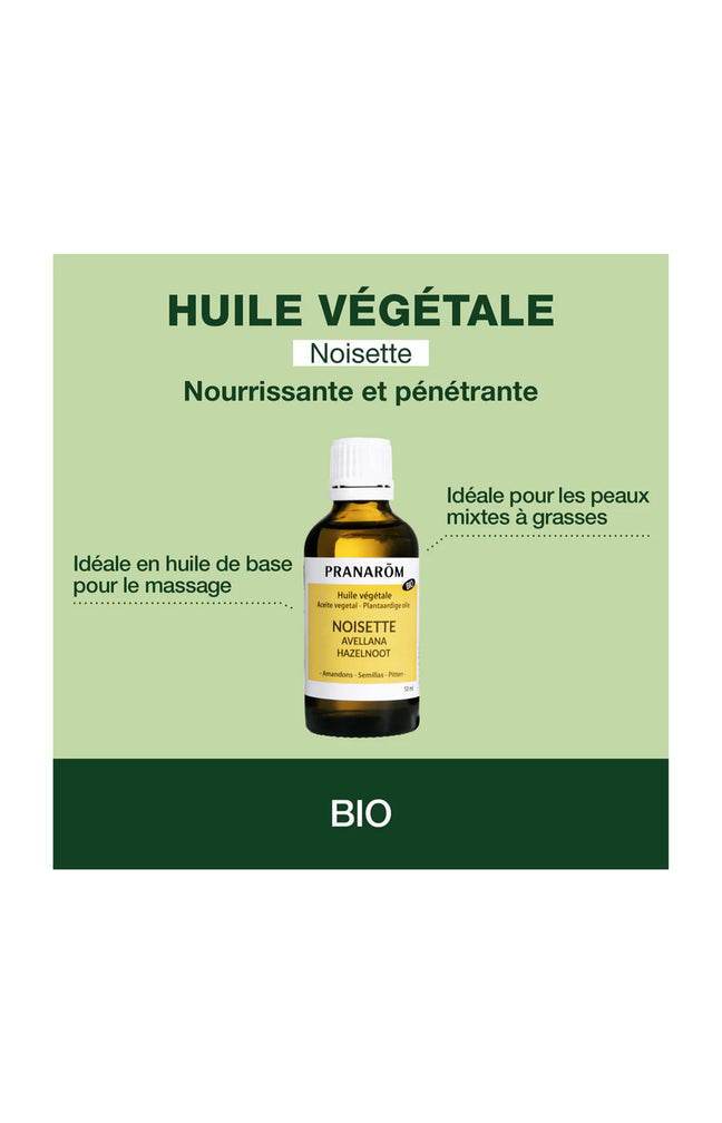 Huile végétale bio - Noisette - Peaux mixtes à grasses - 50 ml