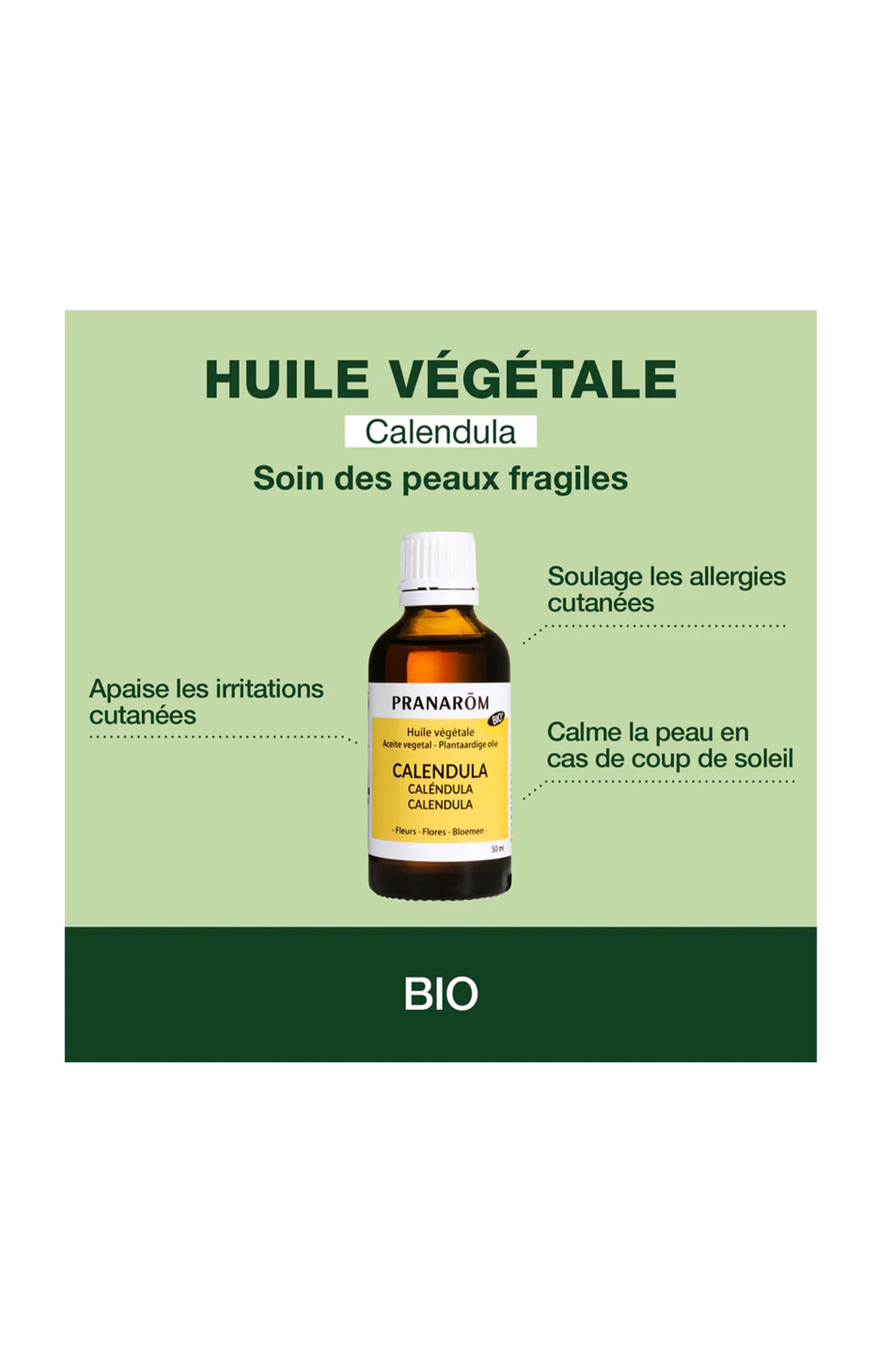 Huile végétale bio - Calendula - Peaux fragiles - 50 ml