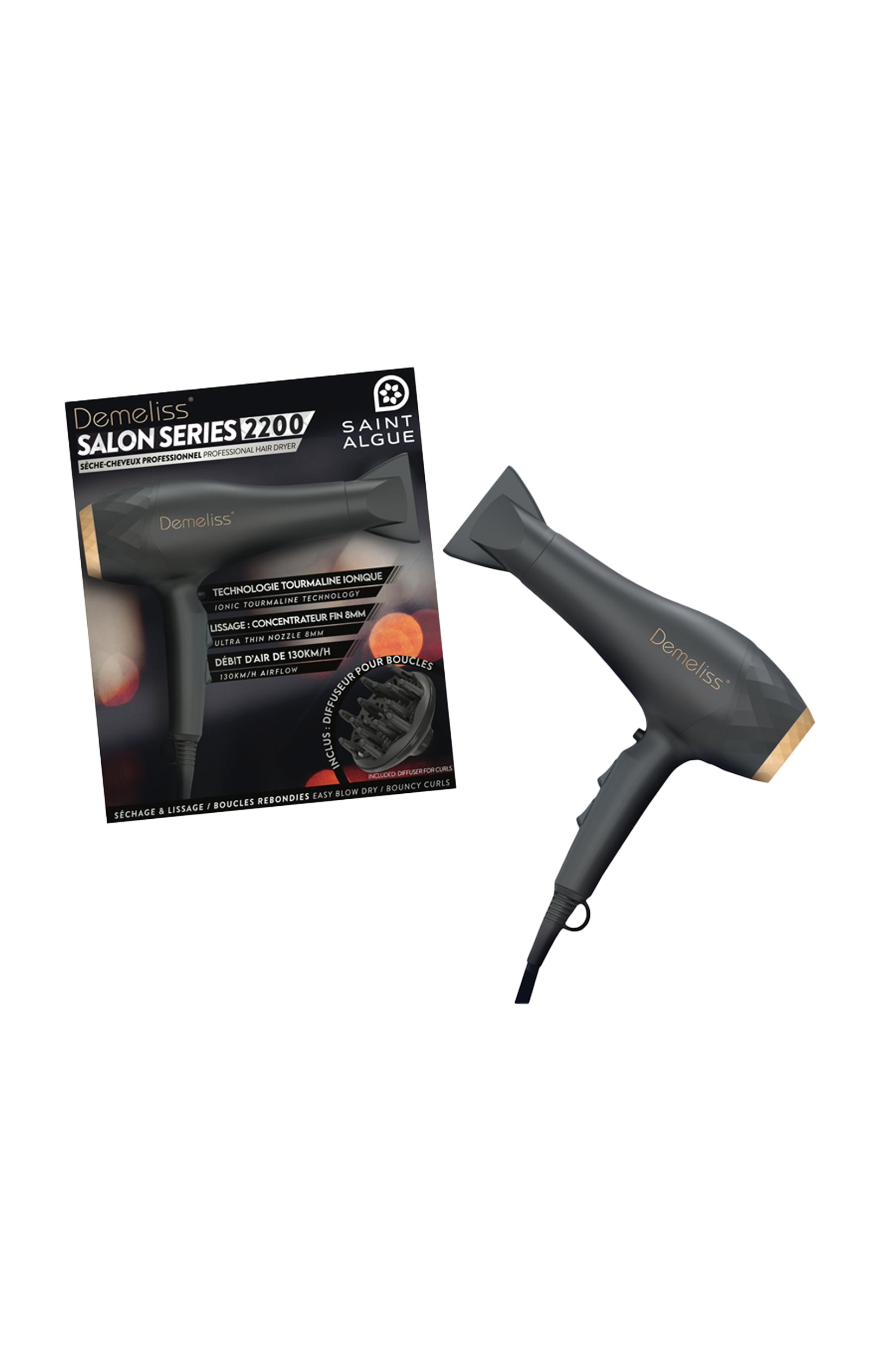 Sèche-cheveux professionnel - 2200W - Noir