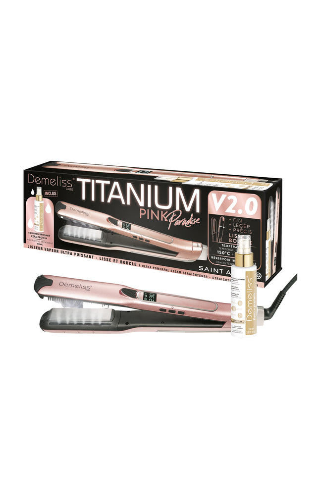 Lisseur professionnel - Plaques titanium - 230°C - Rose