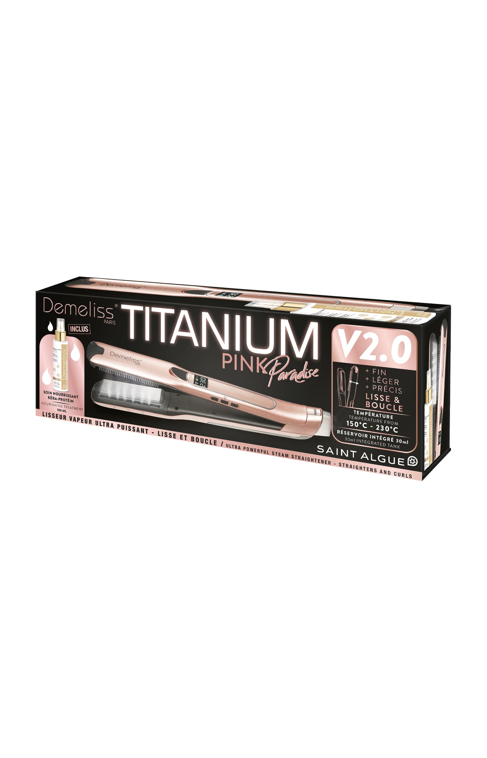 Lisseur professionnel - Plaques titanium - 230°C - Rose
