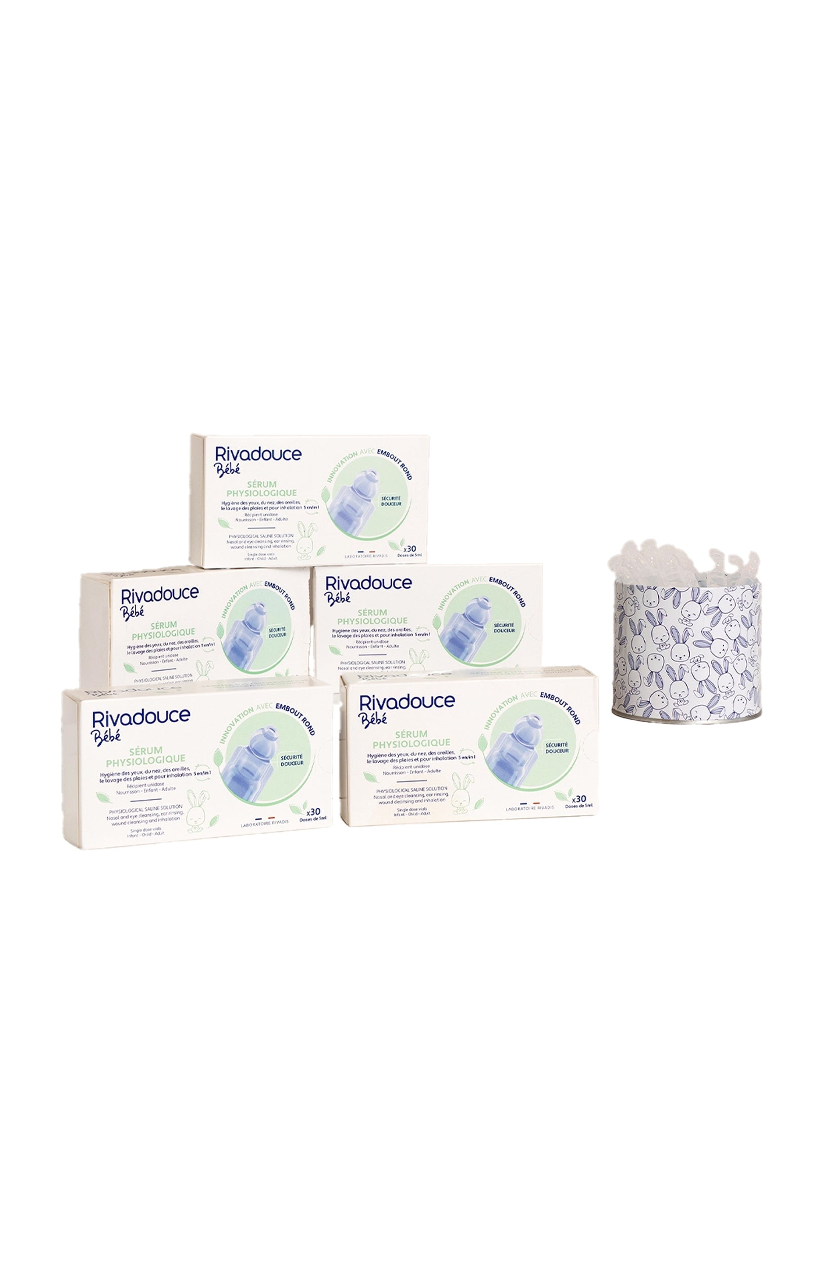 Lot de 5 boîtes sérum physiologique - Bébé - 120 unidoses + boîte