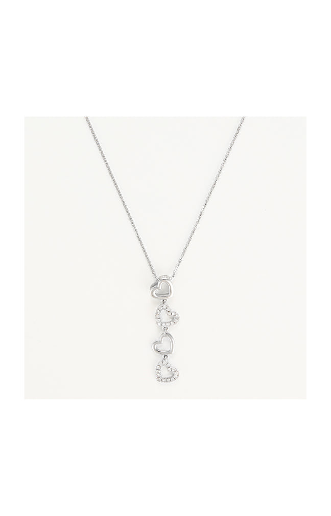 Pendentif 4 cœurs – Or blanc 375/1000 & diamant