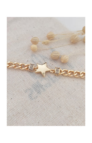 Bracelet étoile - Laiton plaqué or & zircon