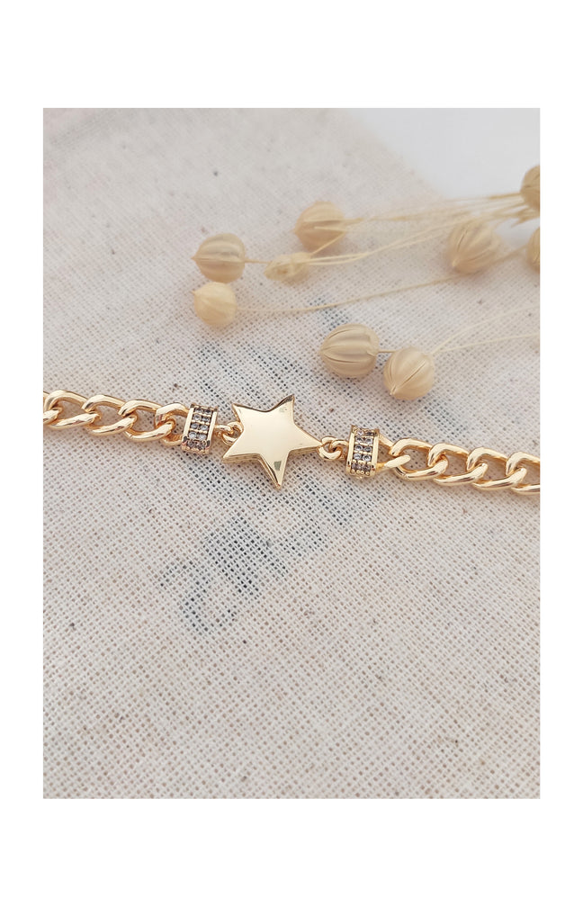 Bracelet étoile - Laiton plaqué or & zircon