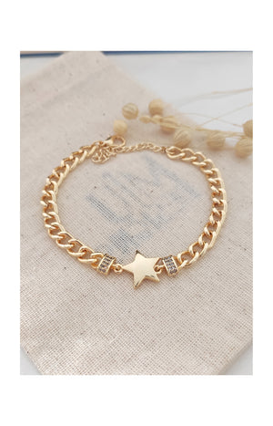 Bracelet étoile - Laiton plaqué or & zircon